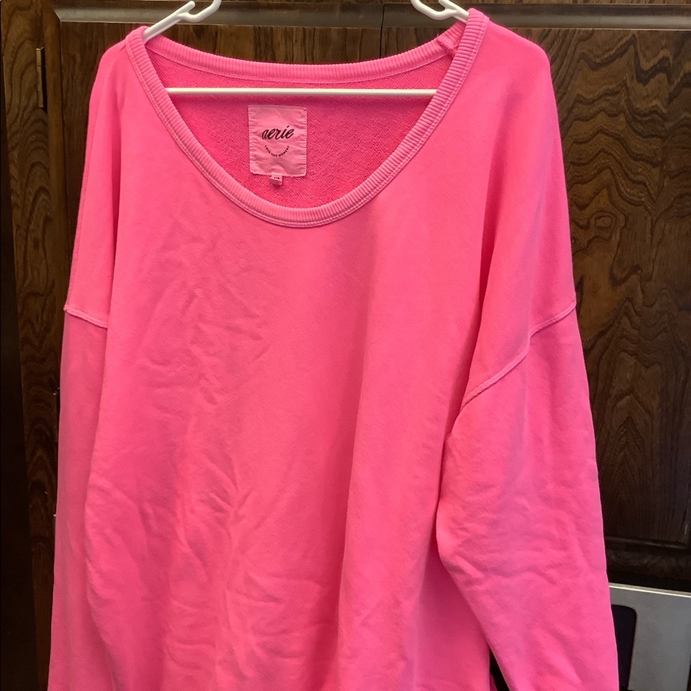 Aerie bright pink oversized sweatshirt.